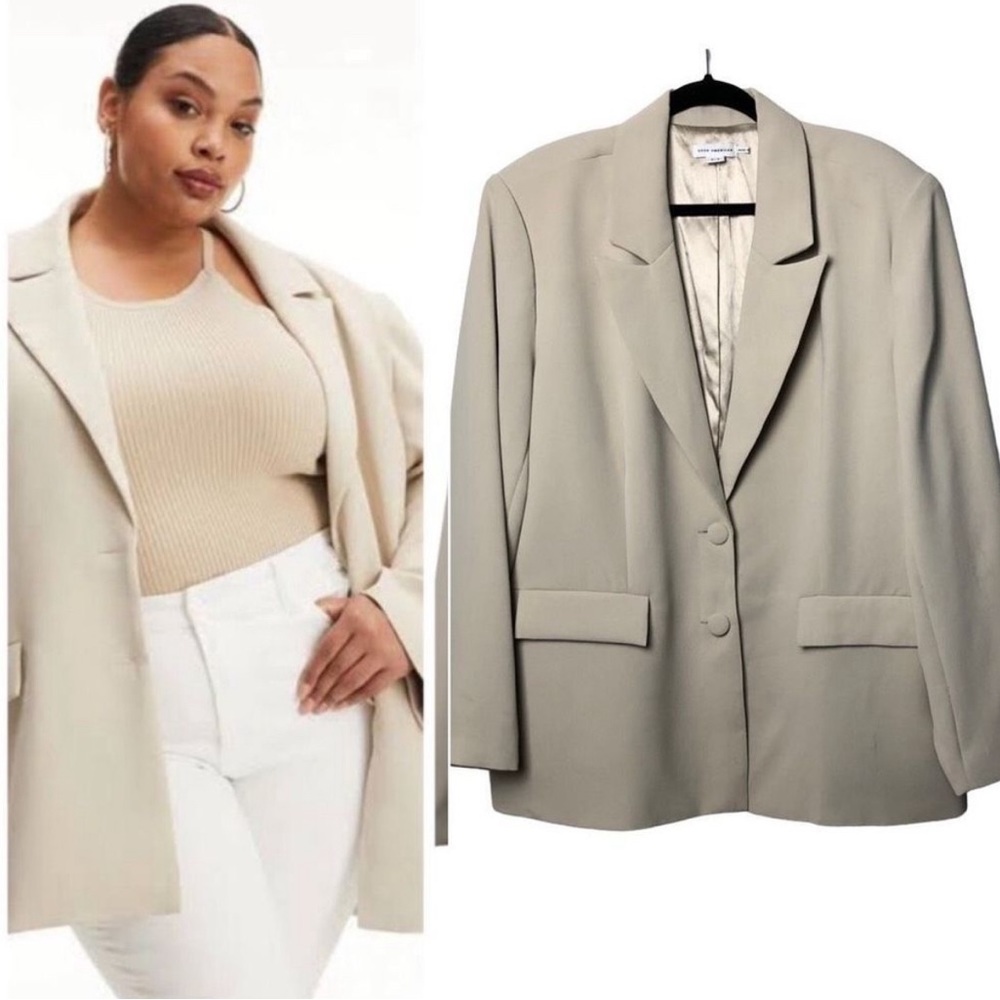 Good American | Drapey Oversized Blazer in Peyote001 NWT